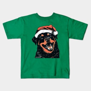Rottweiler in a Santa Hat Kids T-Shirt